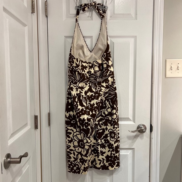 VNTG Donna Ricco Y2K Brown and Cream Floral‎ Halter Mini Dress - Picture 2 of 9